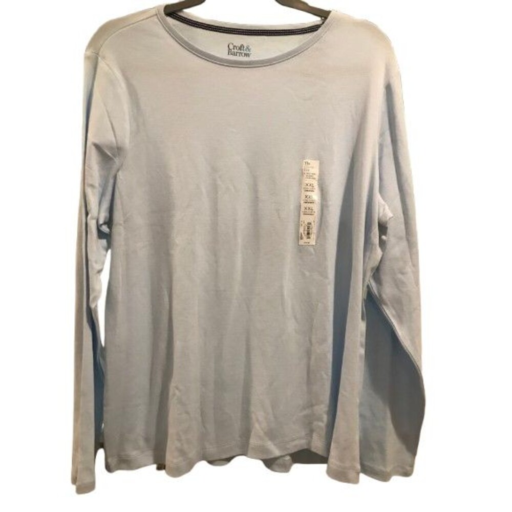 Women's XXL Classic T-Shirt Croft & Barrow Cotton Long Sleeve Crew Neck Blue